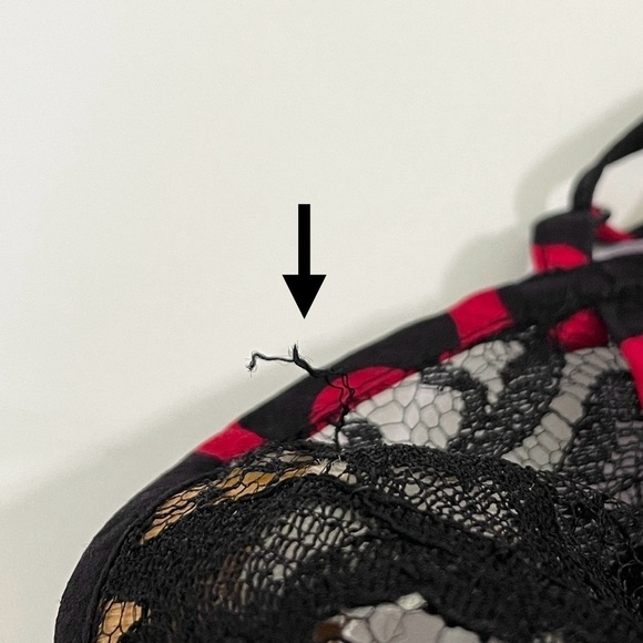 Victoria’s Secret Vintage Gold Label Silk Lace Heart Teddy Bodysuit Black Red - Picture 14 of 16